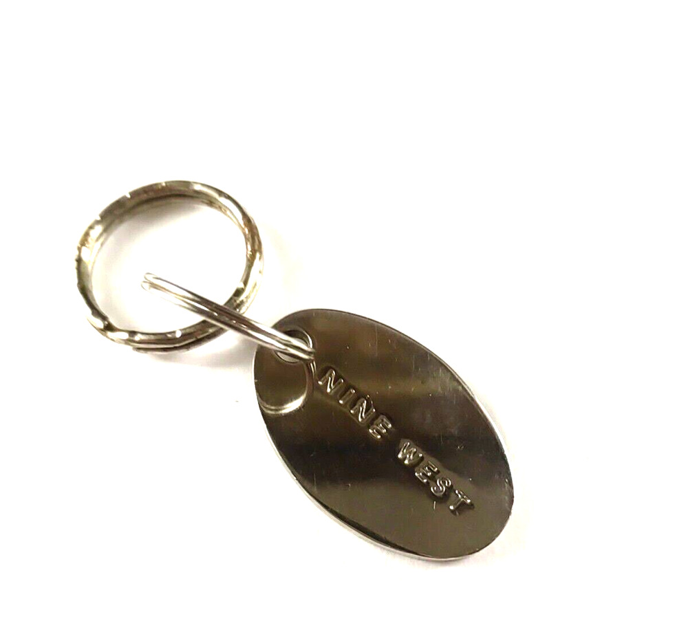 Nine West Metal Keychain Silver Tone Shiny